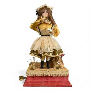 Bubble-blowing Doll Automaton Made By Renowned Craftsman Michel Marcu - 20th Century